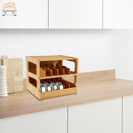 Wood Cat Food Organizer 2 Tiers Stackable Cat Food Storage Large Capacity Cat Food Can Organizer Hol