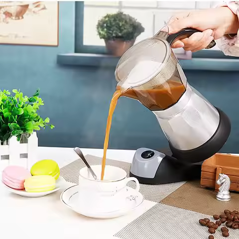 Coffee Maker Large Capacity Electric Moka Pot Stovetop Espresso Coffee Maker Coffee Percolator(EU Pl