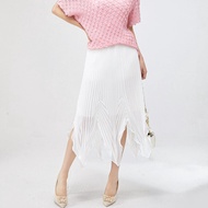New Womens Irregular Fashion Mid Length Pleated Skirt