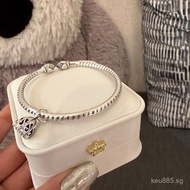 Pure Silver Jewelry Sterling Silver Lotus Flower Heart Sutra Ancient Method Bracelet9999Silver Brace