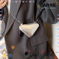 DAPHNE Mini Triangle Bag, PU Leather Small Crossbody Bag, Zipper Lightweight Key Storage Bag