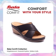 Bata Comfit  รองเท้าเพื่อสุขภาพ Comfortwithstyle  รองเท้าเสริมส้น รองเท้าแบบสวม ส้นสูง 2.5 นิ้ว สำหรับผู้หญิง รุ่น Crossy สีดำ 6616417