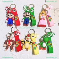 Babyshower Cute Super Mario Bros Keychain Game Mario Figure Key Chain Creative Cartoon Bag Ch Accessories For Kids Birthday Party Gifts SG