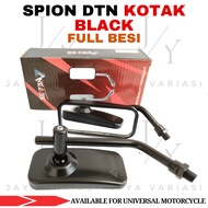 Spion DTN Kotak Black Classic Klasik Retro Tangkai Full Besi Bahan Berkualitas All Honda Motor Laki Bebek Honda CB100 CB125 CB150R GL Pro GL Max Megapro CB Tiger Vario Beat Scoopy Supra Fit Supra X125 Astrea - JY Variasi