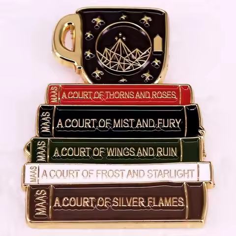 ACOTAR Book And Cup Enamel Pin Sarah J. Maas Fantasy Novel Brooch For Women Badges Lapel Pins for Ba
