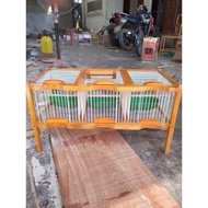 Bath cage with 3 compartments of yellow wood and high-strength fiber optic cable spokes (Free shower