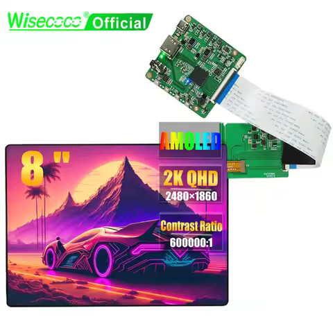 Wisecoco 8 Inch OLED 2K Screen AMOLED IPS Display Raspberry Pi Bright Adjustable 180° Rotation For A