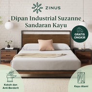 Zinus Tempat Tidur Ranjang Besi Suzanne / Sandaran Kayu Bambu / Design Industrial / Easy Assembly / 