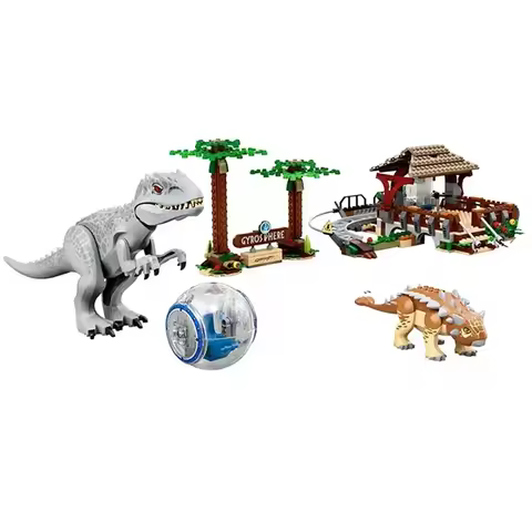 Dinosaur World Indominous Rex vs. Ankylosaurus Building Blocks Compatible 75941 MOC Assemble Bricks 