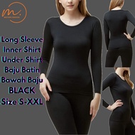 🔥WHOLESALE 47🔥BLACK Long Sleeve Inner Shirt Under Shirt Thermal Innerwear Underwear/ Baju Batin Wani