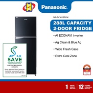 (Save 4.0) Panasonic Refrigerator (288L) AI ECONAVI Inverter Blue Ag Wide Fresh Case 2-Door Fridge NR-TV301BPKM