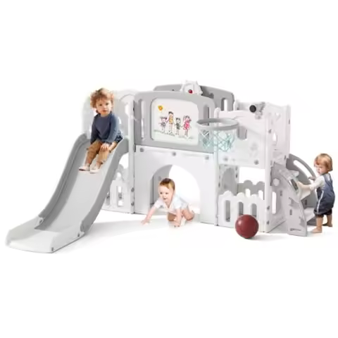 Toddler Slide 9 in 1 Outdoor Playset Indoor Playground Slides for Toddlers 1-3 Baby Toys with Climbe