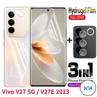 KK 2023 Vivo V27 5G 3in1 Soft Screen Protector Rear Camera Protective Hydrogel Film For Vivo V27 V 2
