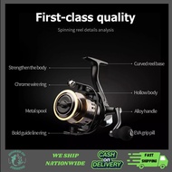 Fishing Reel HE500-7000 5.2:1 Gear Ratio Alloy Spinning Fishing Reel Portable Spinning Reel
