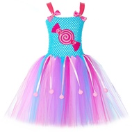 Baby Girls Rainbow Candy Tutu Dress Candyland Sweets Lollipop Costume Kids Halloween Christmas Birth