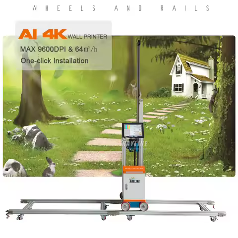 Automatic 9600DPI AI 4K Wall Printer Machine UV Vertical Wall Printer Price With Wheels Rails 16㎡/ho