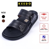 Dép da nam 2 quai da bò thật KEEDO TN-2363-9