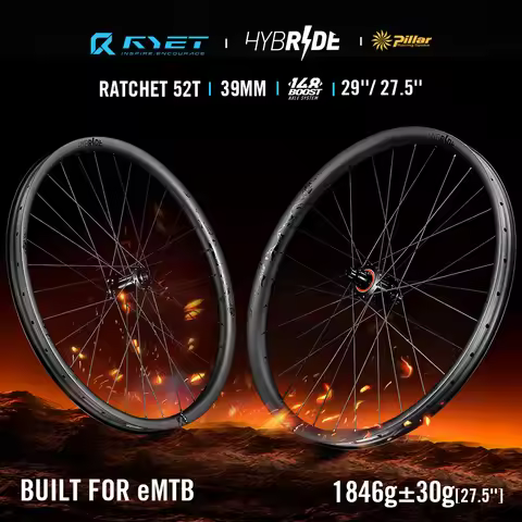 RYET Hybride 29 27.5 E-mtb Boost Carbon Wheelset Mullet e-Mountain Bike Wheels 148mm 32H Ratchet 52T