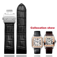 ❖◙△ สายนาฬิกาหนังวัวอุปกรณ์เสริมบุรุษและสตรีสำหรับสายนาฬิกา cartier Santos100 20มม. 23มม.