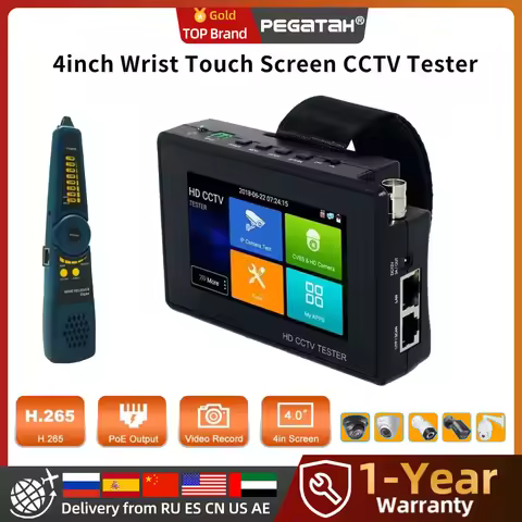 PEGATAH 4inch Wrist Touch Screen CCTV Tester for IP Camera Tester H.265 IPC Tester with POE Output f
