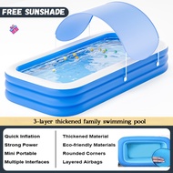 Beige Swimming Pool Family Big Size Baby / Kids Pool Sunshade canopy Pool Inflatable outdoor swimmi