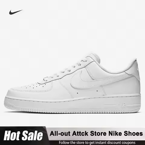 Nike Air Force 1 AF1 Men's Triple White Low-Top Casual Skate Shoes CW2288-111