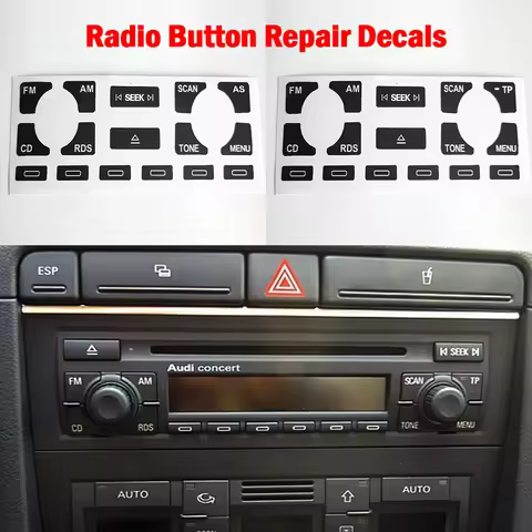 Car Styling Radio Stereo Worn Peeling Button Repair Decals Automobiles Stickers Decoration For Audi 