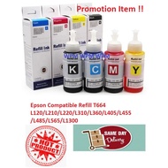 Premium Ink Epson Compatible Refill Ink T664 T 664 ink L120 L210 L220 L310 L360 L405 L455 L485 L565 