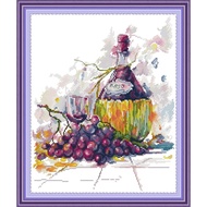 Joy Sunday Stamped Cross Stitch Ktis DMC Threads Chinese Cross Stitch Set DIY Needlework Embroidery Kit-Wine 3