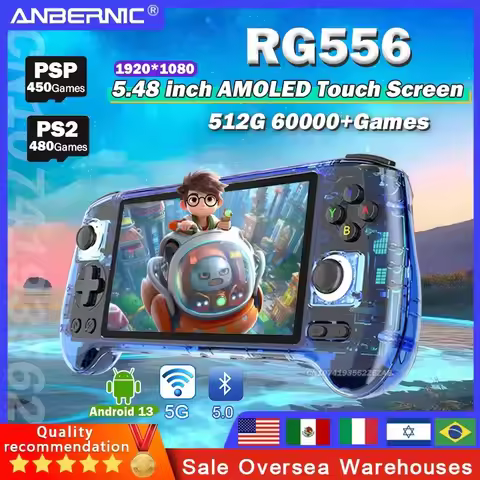ANBERNIC RG556 Handheld Game Console Android 13 Unisoc T820 5.48-inch AMOLED Screen 5G WIFI Bluetoot
