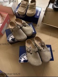 Birkenstock 全新勃肯鞋包頭半包3mm 真牛皮絨面防滑耐磨懶人一腳蹬時尚穿搭通勤約會日常防水皮拖鞋涼鞋男女同款