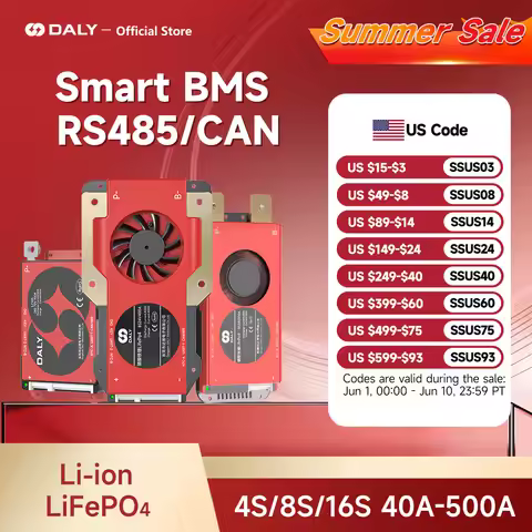 Daly BMS 4S lifepo4 12V 8S 24V BMS 16S 48V lifepo4 40A 60A 100A 150A 200A 250A 300A 400A 500A RS485 