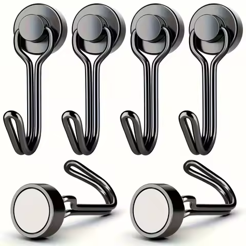 Heavy Duty Magnetic Hooks Strong Neodymium Magnet Hook Black Silver Swivel Hook Kitchen Refrigerator