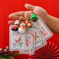 Christmas Silicone Card Holder Transparent Students ID Card Holder Cute Keychain Gift