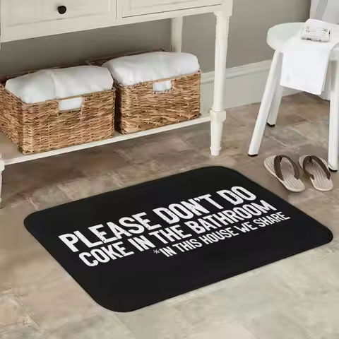 1 Lightweight Machine Washable Polyester Rectangular Doormat - Non-slip with "Don't Drink Coke in th