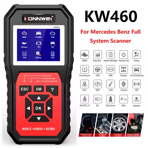 KONNWEI KW460 All System OBD 2 Cars Diagnostic Tools ABS Airbag Oil ABS EPB DPF SRS TPMS Reset Auto 