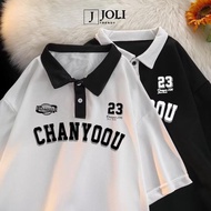 Unisex men's and women's polo shirt with turn-down collar, CHANYOOU loose-fitting loose-fitting scho