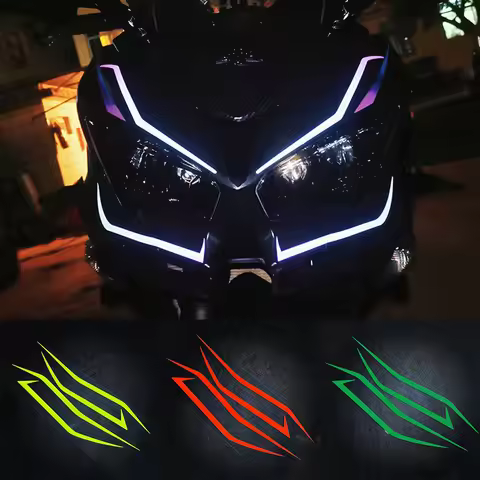 4PCS Motorcycle Fairing Sticker Decoration Reflective Cool Front Pull Headlight Decals for Kawasaki 