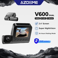 AZDOME V600 Dash Cam Dual Channel Dash Cam 2.4 Inch Screen G-Sensor Super Night Vision