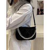 Pink Butterfly Baguette Baguette Bag Women 2026 New Style Pearl Metal Chain Diamond Underarm Bag Cas