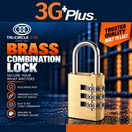 Tri-Circle 3-Digit Solid Brass Combination Lock Travel Lock Luggage Lock
