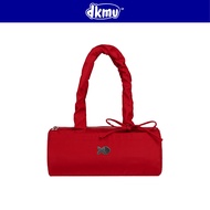 DKMV women's red drawstring handbag with beautiful bow tie, boxy shoulder Bag, stainless steel logo 