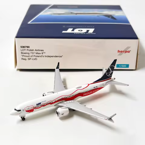 herpa Diecast Alloy 1:500 Scale B-737 MAX 8 536790 Airplane Model For Display Collections