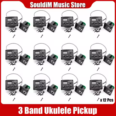 12set 3 Bands Ukulele 4 String Mini guitar EQ Equalizer with Tuner LCD Chromatic Pickup Piezo Transd