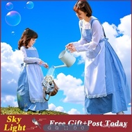【In stock】French Blue Plaid Farm Women Girl Maid Cinderella Halloween Costume Set Pastoral Style Pho