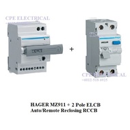 HAGER MZ911 Auto / Remote Reclosing + 63A 2 POLES 100mA RCCB ELCB