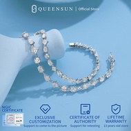 QUEENSUN 18K gold Lab Grown Diamond one carat diamond shaped bracelet for women Giving gifts to girl