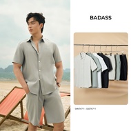Shirt short sleeve & BADASS Men's Shorts Basic Cotton Regular Fit Embroidered Logo Cool Summer SHNTK