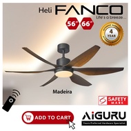 FANCO Heli DC Ceiling Fan | 3-Tone LED Light + Remote Control