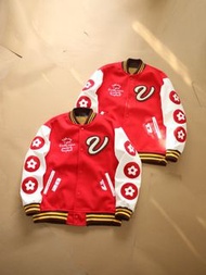 Vandy The Pink 趣味字母漢堡圖案刺繡拼接棒球服